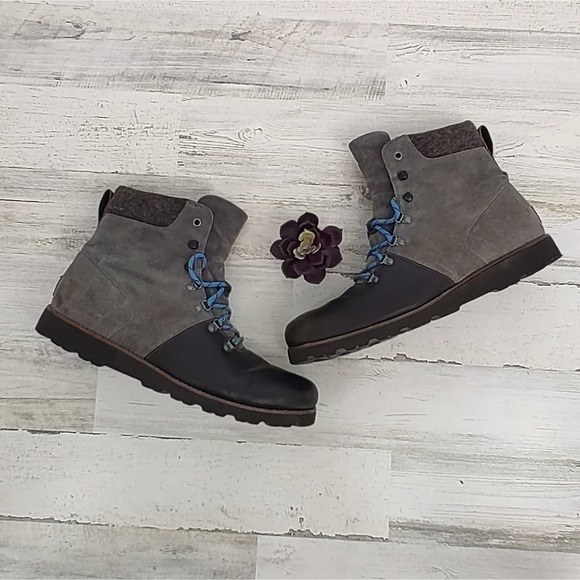 Ugg Halfdan Black/Grey Leather Waterproof Chukka Lace Up Winter Boots Size 13 - Picture 1 of 9